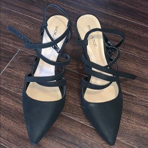 Black strappy heels